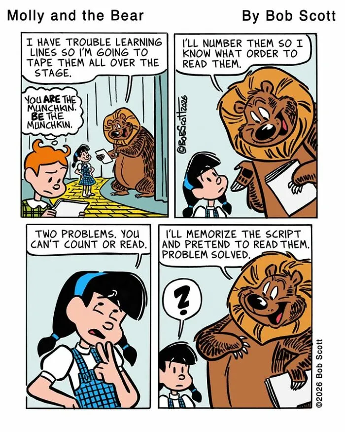 This Cartoonist Imagines A Family Living With A Lovable Bear Who Is Afraid Of Almost Everything (40 Comics)