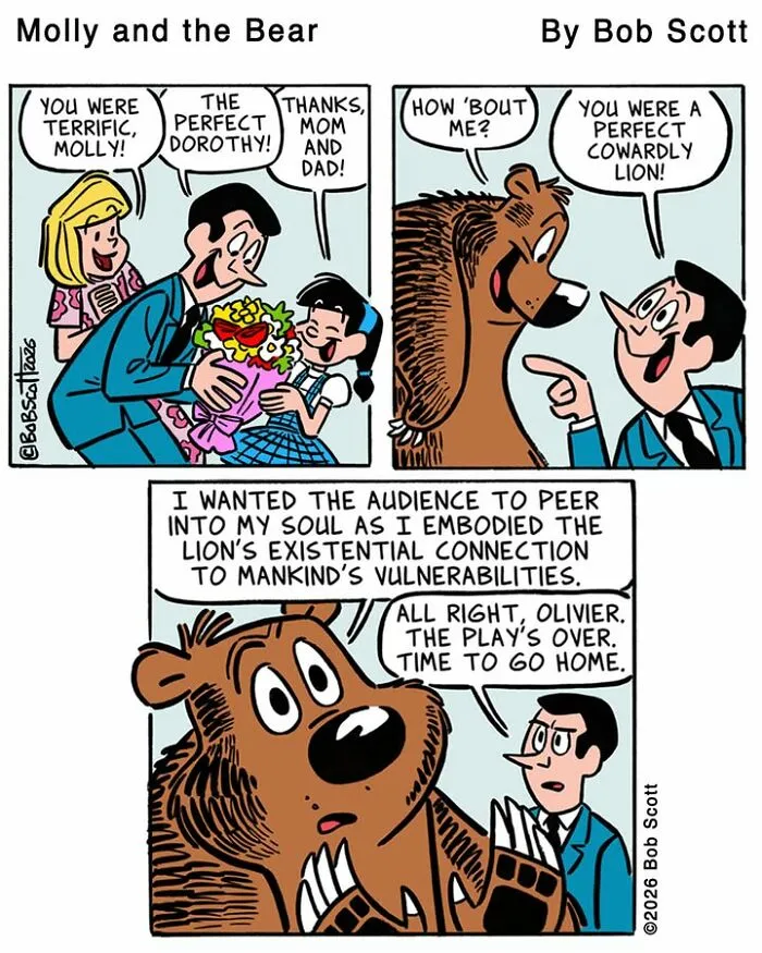 This Cartoonist Imagines A Family Living With A Lovable Bear Who Is Afraid Of Almost Everything (40 Comics)