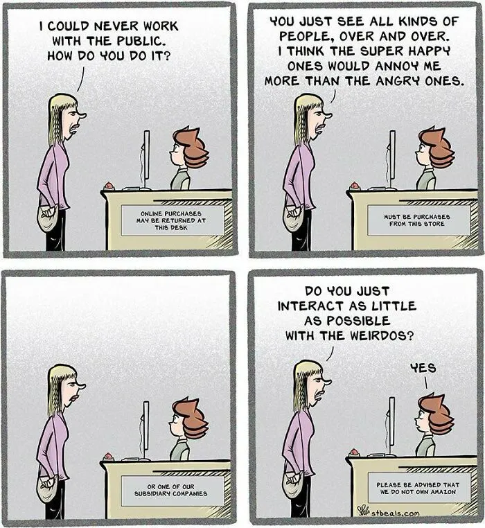 Comic on dealing with public and retail customer service by Stephen Beals