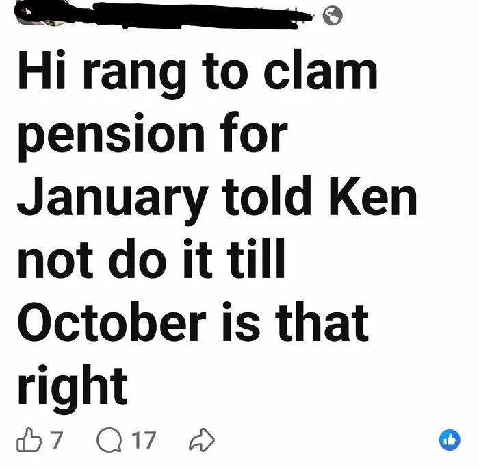 A social media post with grammar fails where someone misspelled claim as clam and wrote hi instead of I.
