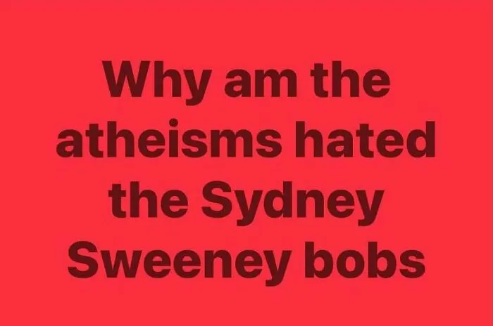 A social media post with a funny grammar fail about Sydney Sweeney bobs.