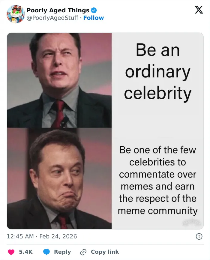 A poorly aged meme praising Elon Musk, representing things that aged so poorly over time.