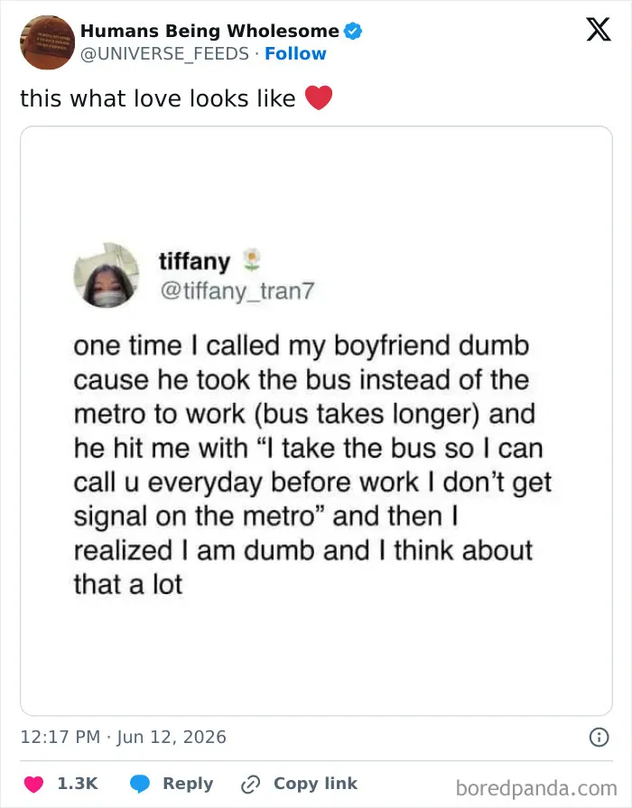 Boyfriend taking bus to call girlfriend daily in a loving gesture