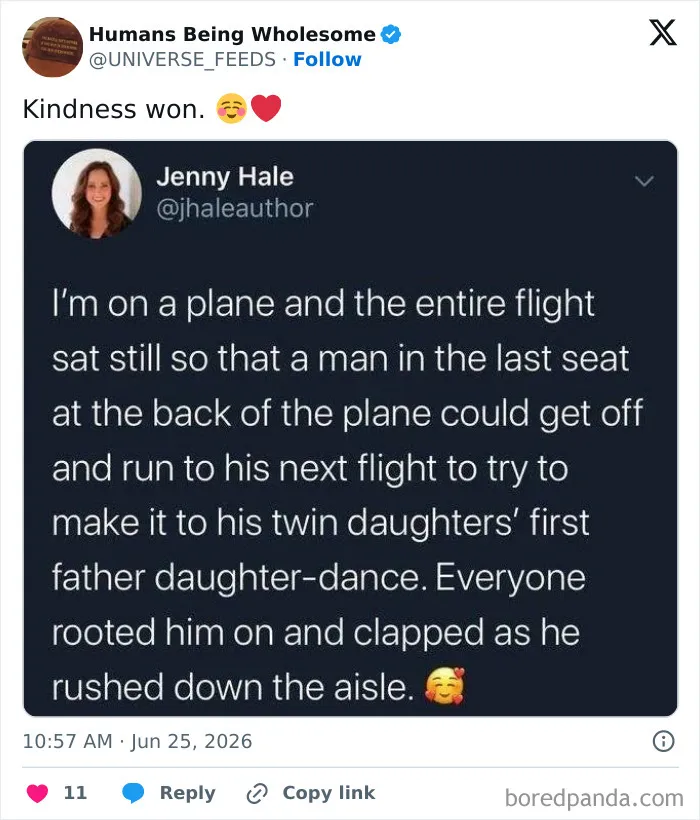 Kindness on plane as passengers stay seated so man can attend twin daughters' dance