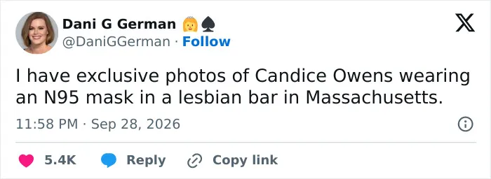 Tweet about conservative figure Candace Owens and an alleged lesbian past