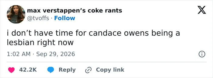 A tweet expressing surprise at rumors of a conservative figure’s alleged lesbian past.