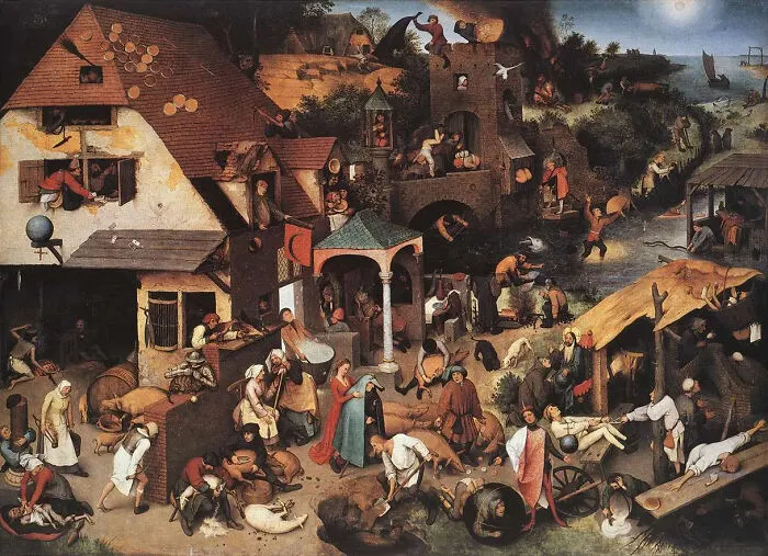 Netherlandish Proverbs By Pieter Bruegel The Elder, 1559, Gemaldegalerie, Berlin
