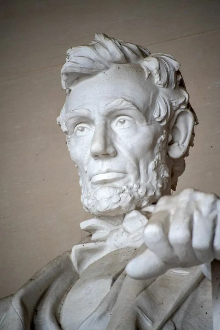 A marble bust of Abraham Lincoln, highlighting the lack of common sense in classroom recall stories