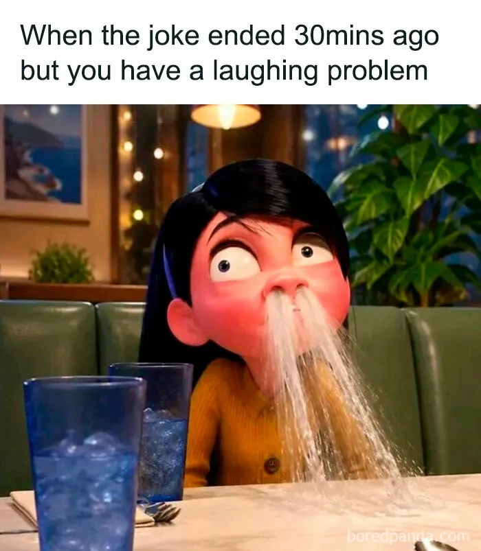 Animated character spitting out water laughing after joke meme Wild Memes Thehomie