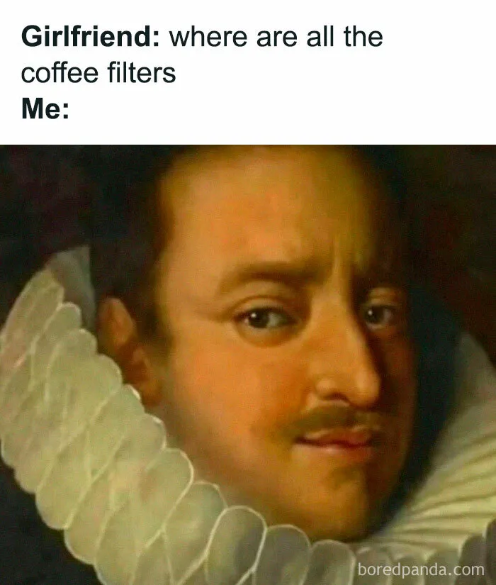 Wild memes classic painting reacting to missing coffee filters