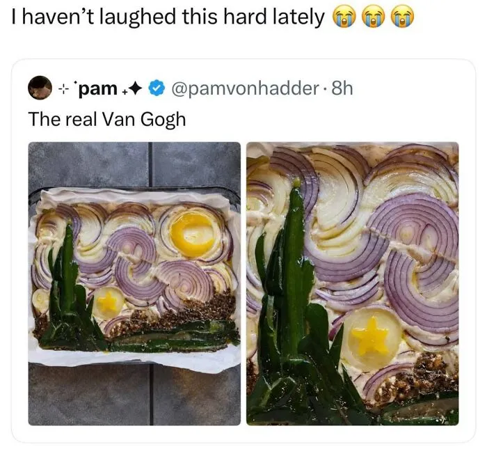 Wild Memes Thehomie onion and vegetable art mimicking Van Gogh painting