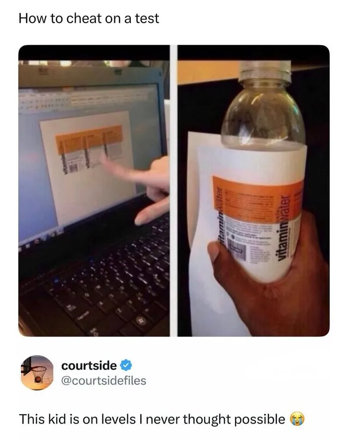 Wild Memes Thehomie clever cheat method hiding notes on a vitamin water bottle label