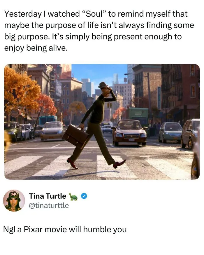 Animated character walking in city scene from Pixar movie wild-memes-thehomie