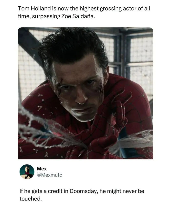 Spider-Man actor Tom Holland highest grossing actor meme