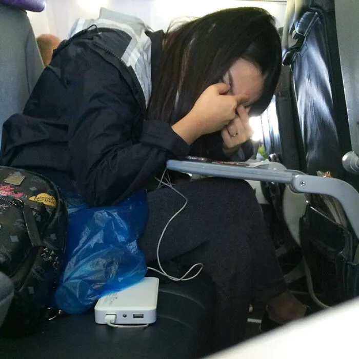 Intense Zit Squeezing Going On For Most Of The Flight