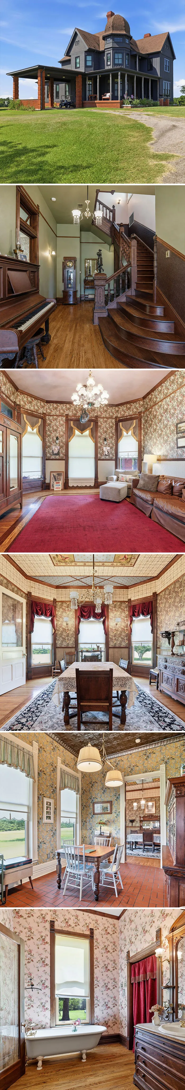 Grand historic dark-blue Victorian house on Zillow Gone Wild