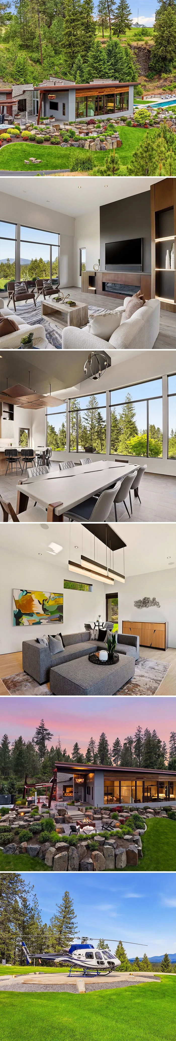 A modern mansion with a helicopter pad, a Zillow Gone Wild property