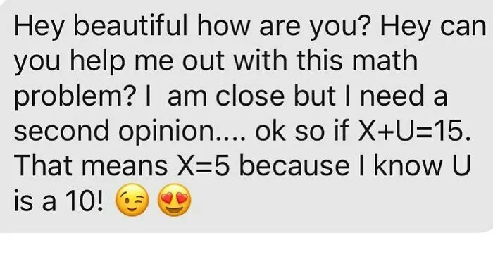 Funny Tinder bio with math pun complimenting someone as a 10