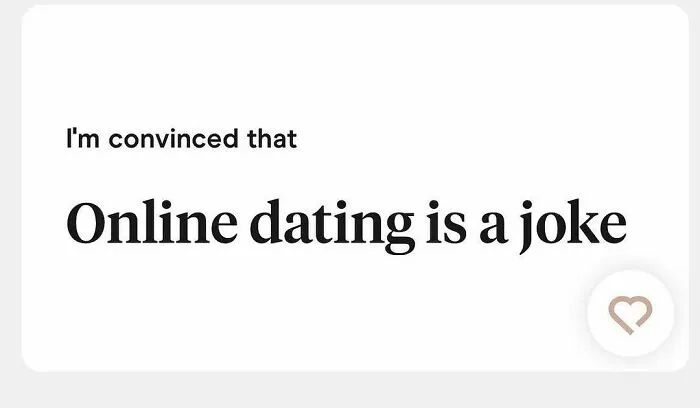 Weird Tinder bio stating online dating is a joke