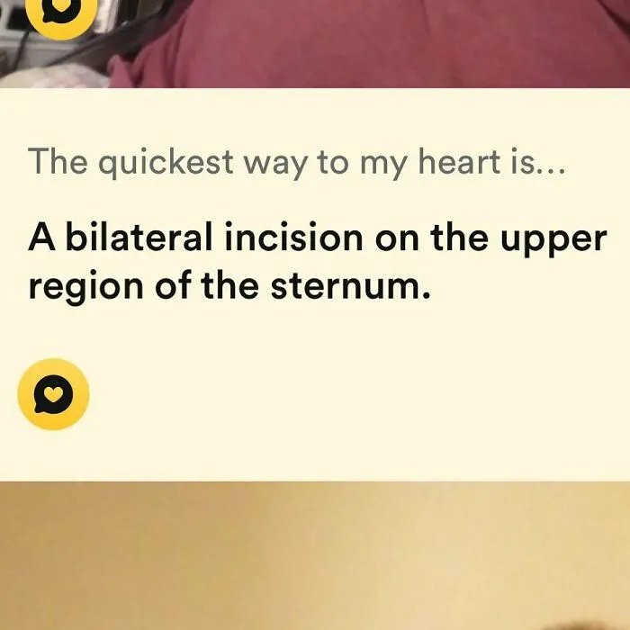 Quickest way to heart is a bilateral incision on sternum Tinder bio