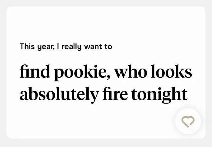 Wild and weird Tinder bio about finding someone who looks fire tonight