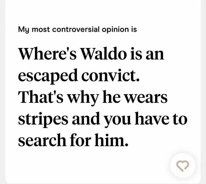 Controversial Tinder bio joking that Waldo is an escaped convict with stripes to avoid capture