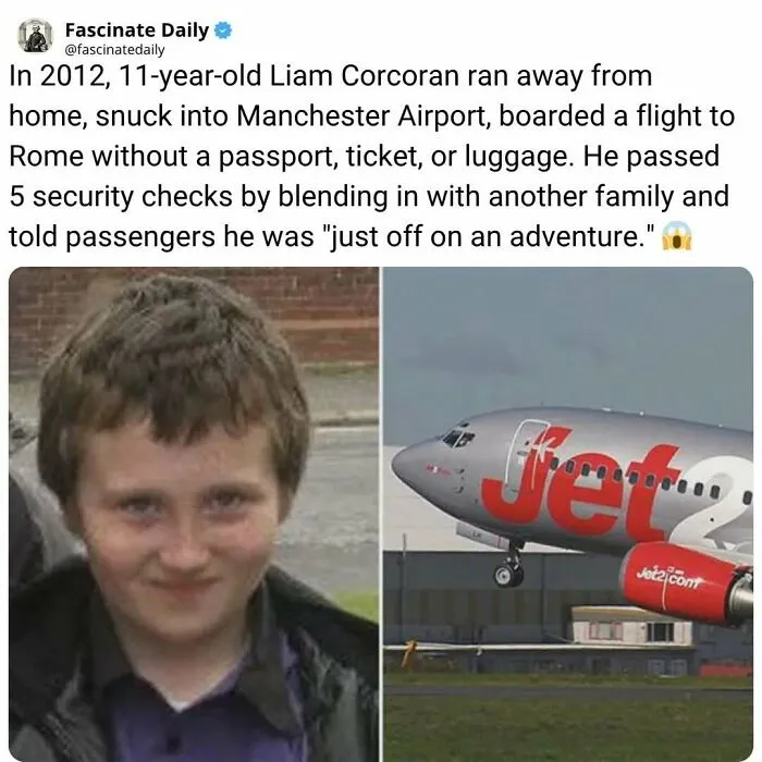 Eleven-year-old boy who traveled from Manchester to Rome undetected through airport security