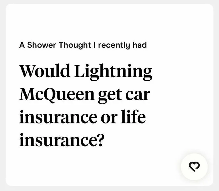Funny Tinder bio about Lightning McQueen and insurance types