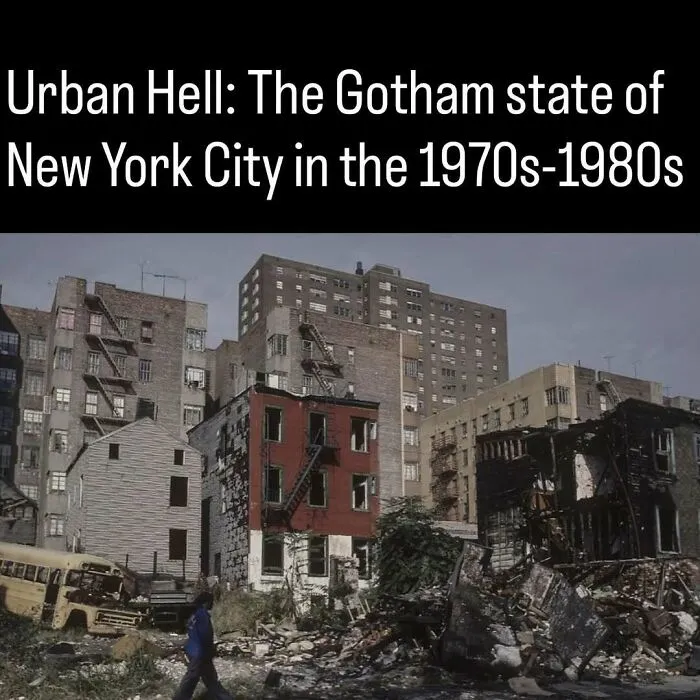Decayed Bronx buildings in New York City, featuring remarkable photos of the past from the 1970s.