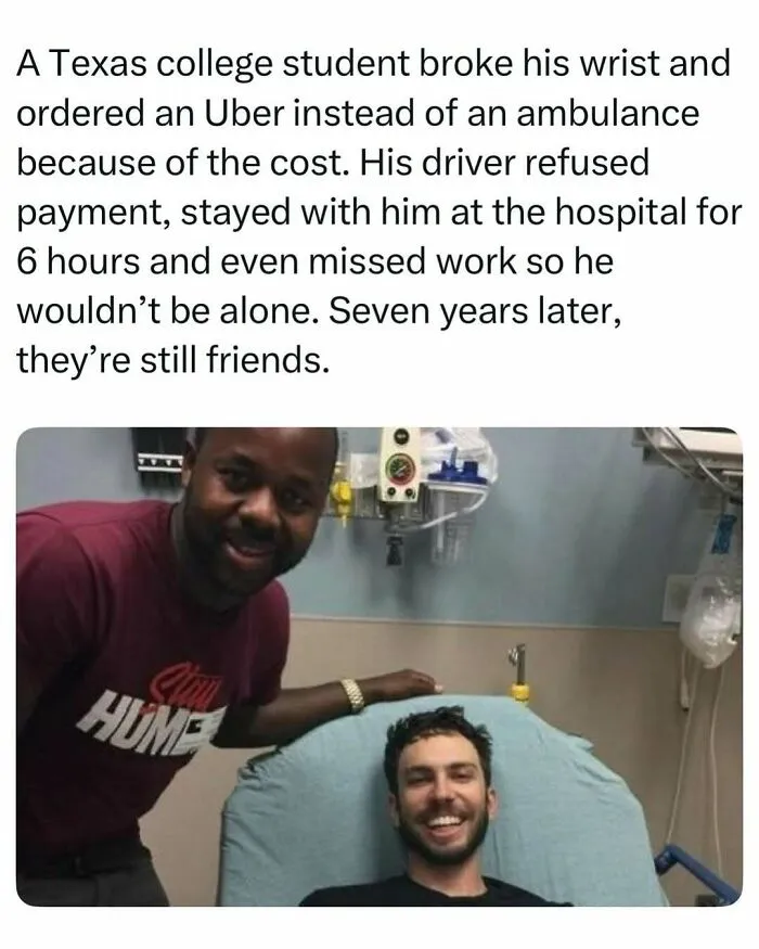 Fascinating stories of a Texas student with his Uber driver friend who helped him at the hospital