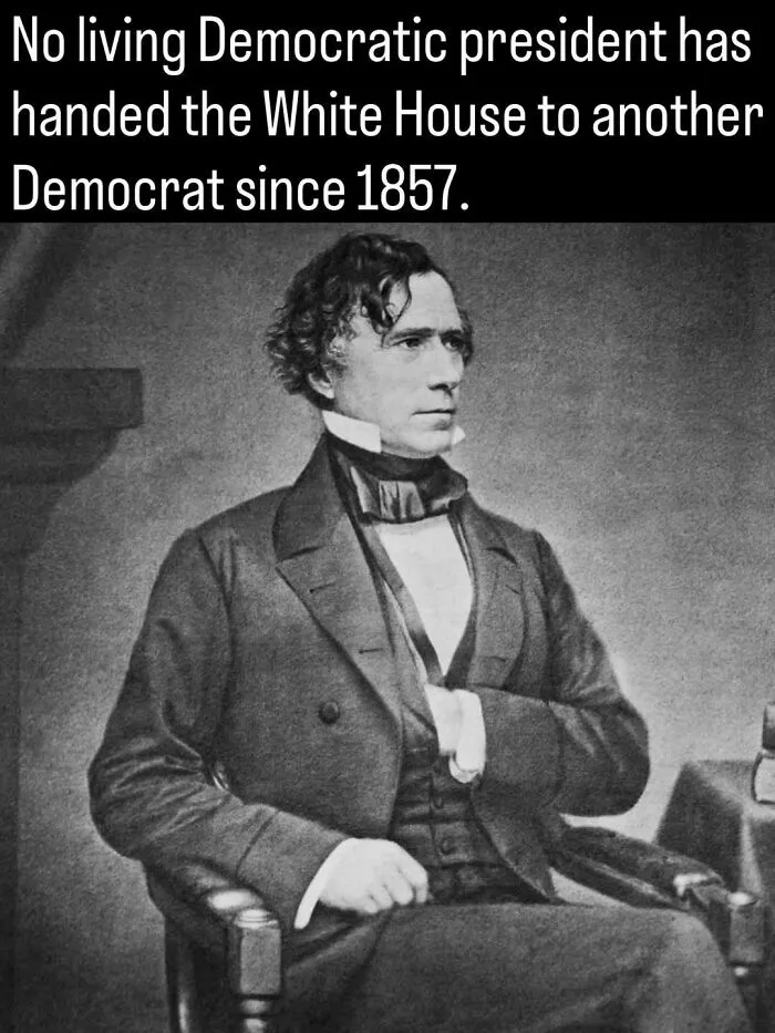Vintage portrait of Franklin Pierce, showing a historical Democratic president from the past.