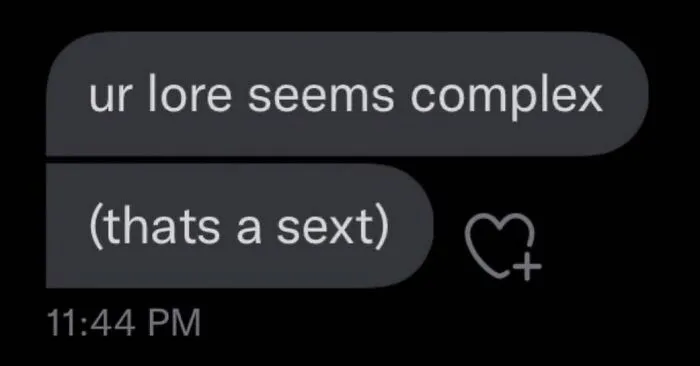 A screenshot of a strange message exchange with a heart reaction, capturing the internet at its strangest.