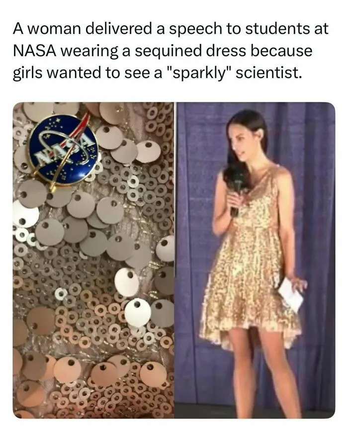 Fascinating stories of a female NASA scientist wearing a sparkly sequined dress to inspire young girls