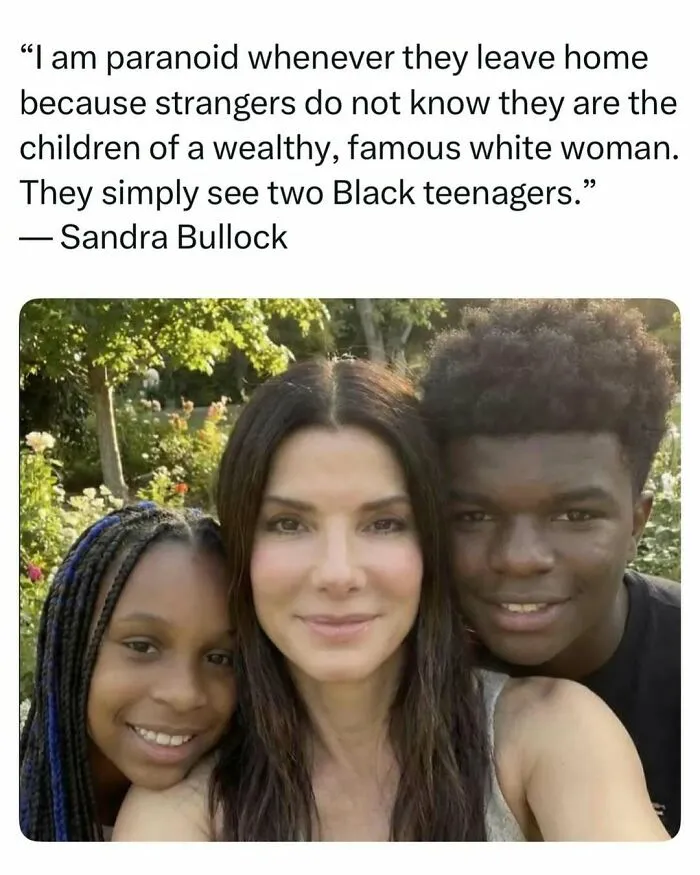Sandra Bullock smiling with her two children, a heartwarming random find from the internet.