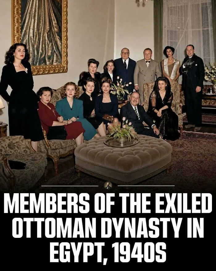 Group photo of the exiled Ottoman Dynasty members in the 1940s