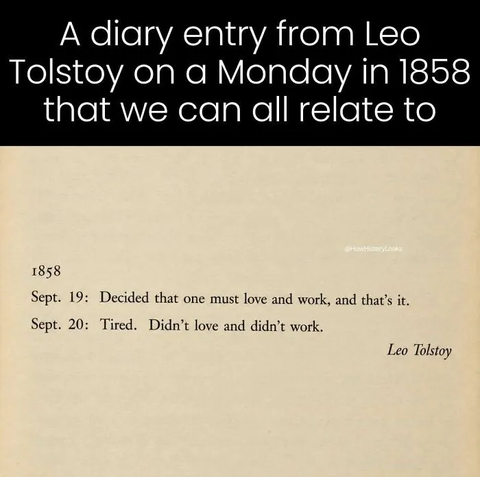 A page with Leo Tolstoy’s diary entry from history in 1858