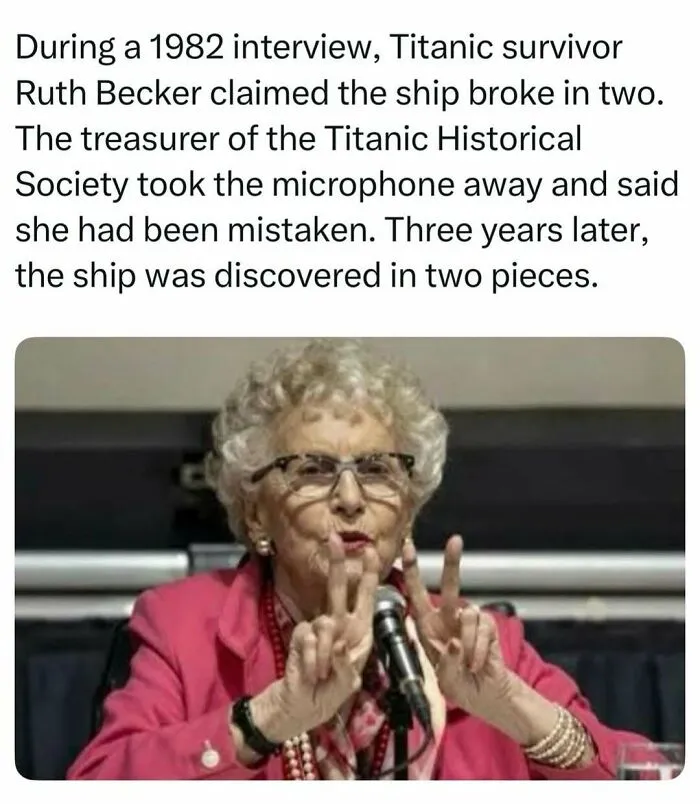 Titanic survivor Ruth Becker speaking at interview, among fascinating stories from the internet
