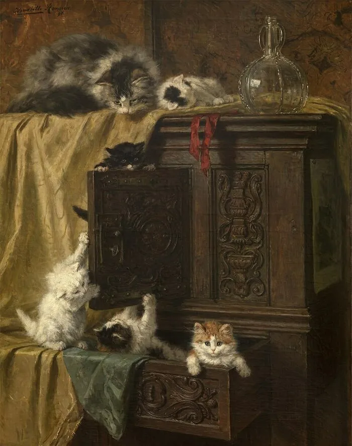40 Vintage Paintings By This Artist That Prove Cats Have Always Had A Talent For Getting Into Trouble