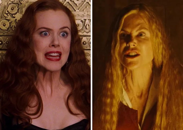 Nicole Kidman in a historical film setting, highlighting Hollywood's plastic surgery obsession.