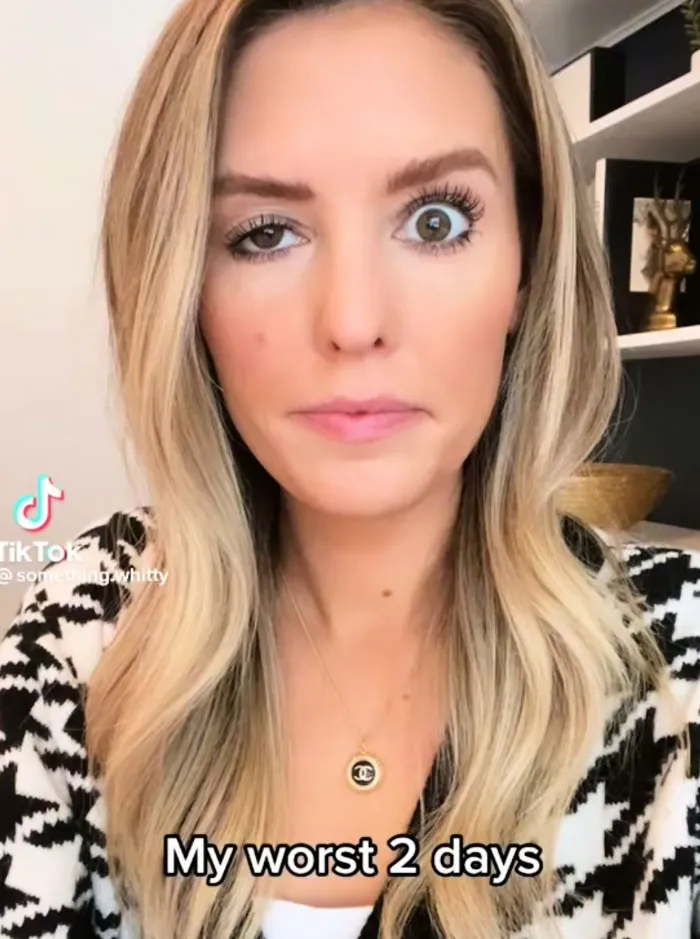 A woman experiencing unequal pupil dilation as one of the beauty procedures fails