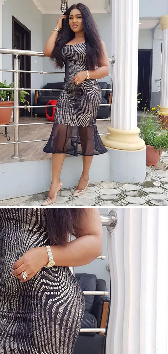 The Famous Mercy Aigbe Adeoti’s Pillar-Bending Picture