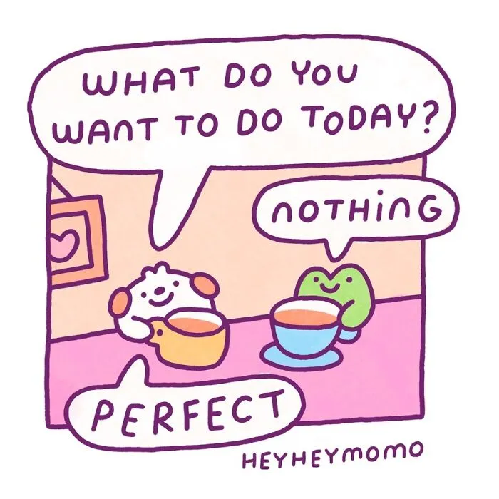 Momo and Forg enjoying a quiet day, confirming their joy as tiny best friends in a comic.