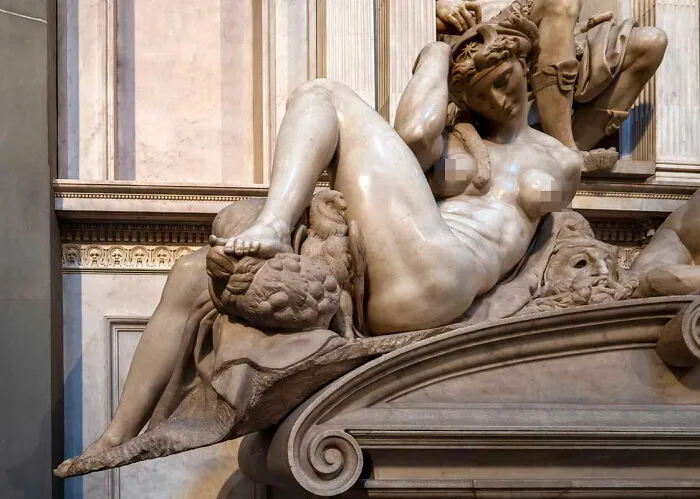 Night By Michelangelo Di Lodovico Buonarroti Simoni, 1526–1531, Medici Chapel (New Sacristy), Basilica Of San Lorenzo, Florence, Italy
