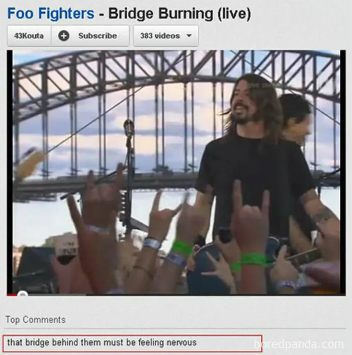 People found gold in a YouTube comment on a Foo Fighters live performance video.