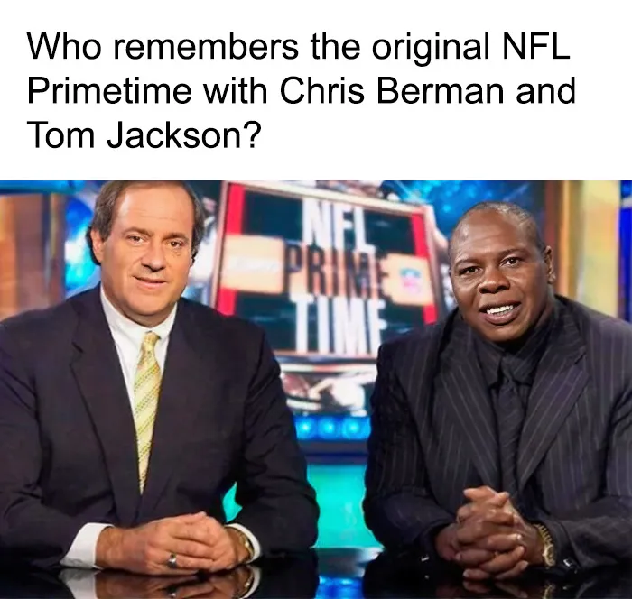 Original NFL Primetime hosts Chris Berman and Tom Jackson on set