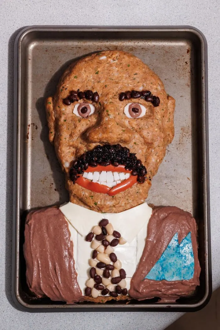 Creative yet weird food combinations of a meatloaf shaped like a man