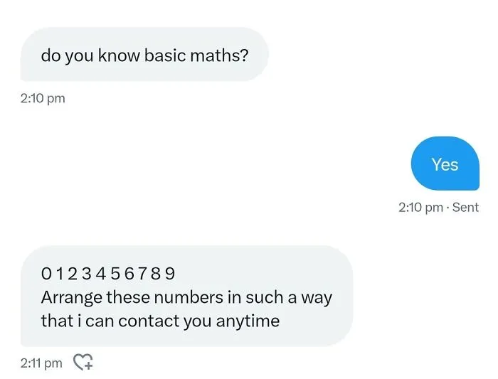 Text conversation asking to arrange numbers to enable contact anytime