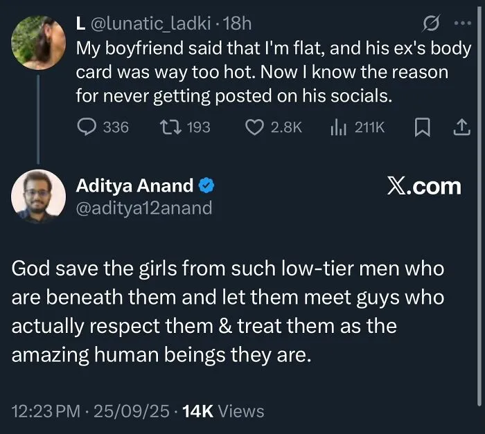Heartfelt tweet about respect and self-worth in relationships