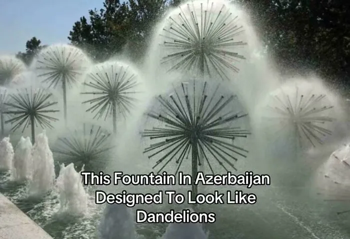 Fountain in Azerbaijan designed to resemble dandelions