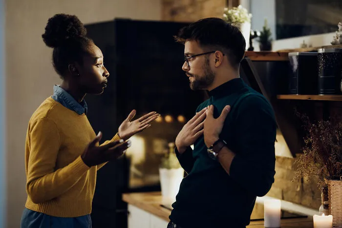 Couple arguing intensely illustrating toxic traits in love lives